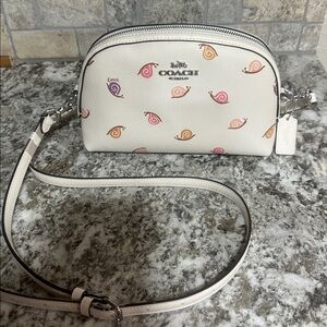 Coach White Crossbody with Multicolor Snail Print